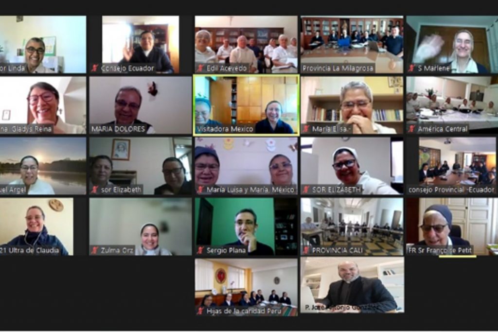 Captura de pantalla del Encuentro virtual de Curias Provinciales de America Latina y el Caribe