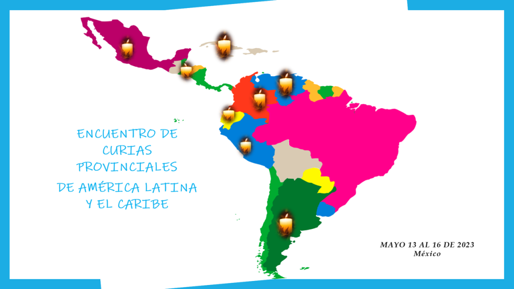 Mapa de los paises que participaron en el encuentro virtual de curias provinciales de america latina y el caribe